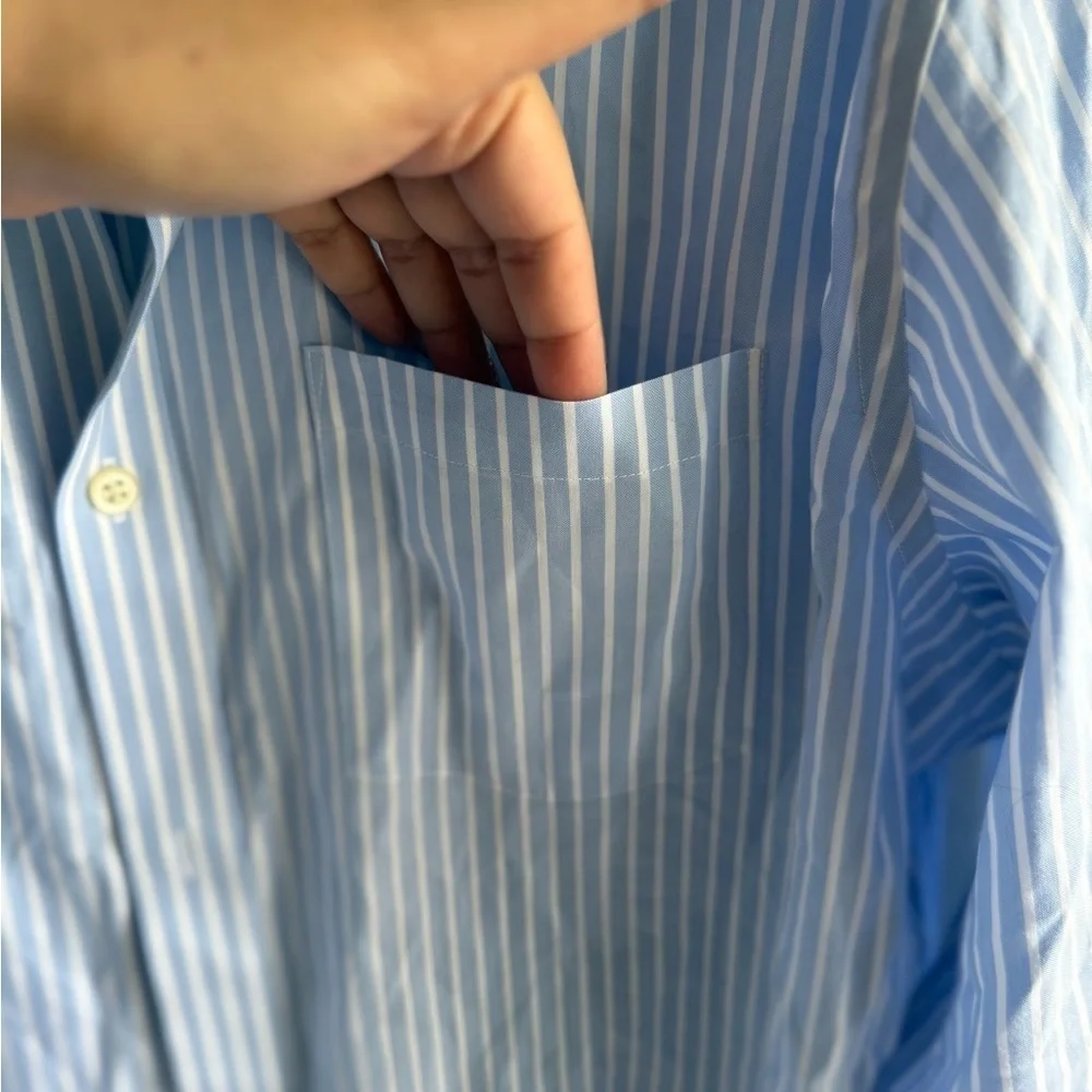 Banana Republic Blue and White Dress Shirt with Pinstripes
